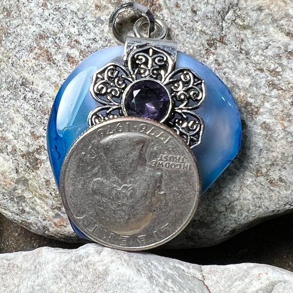 Solar agate & amethyst pendant - Picture 5 of 5